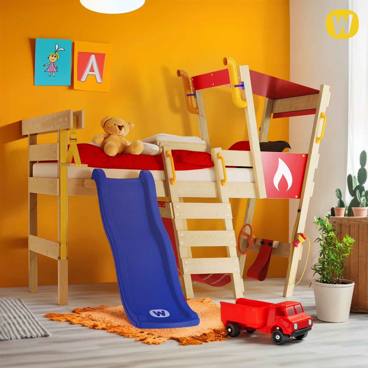 Letto a soppalco Wickey CrAzY Smoky con scivolo 630760_k