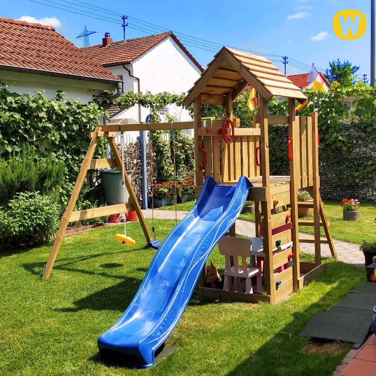 Parco giochi Wickey MultiFlyer con tetto in legno 812092_k