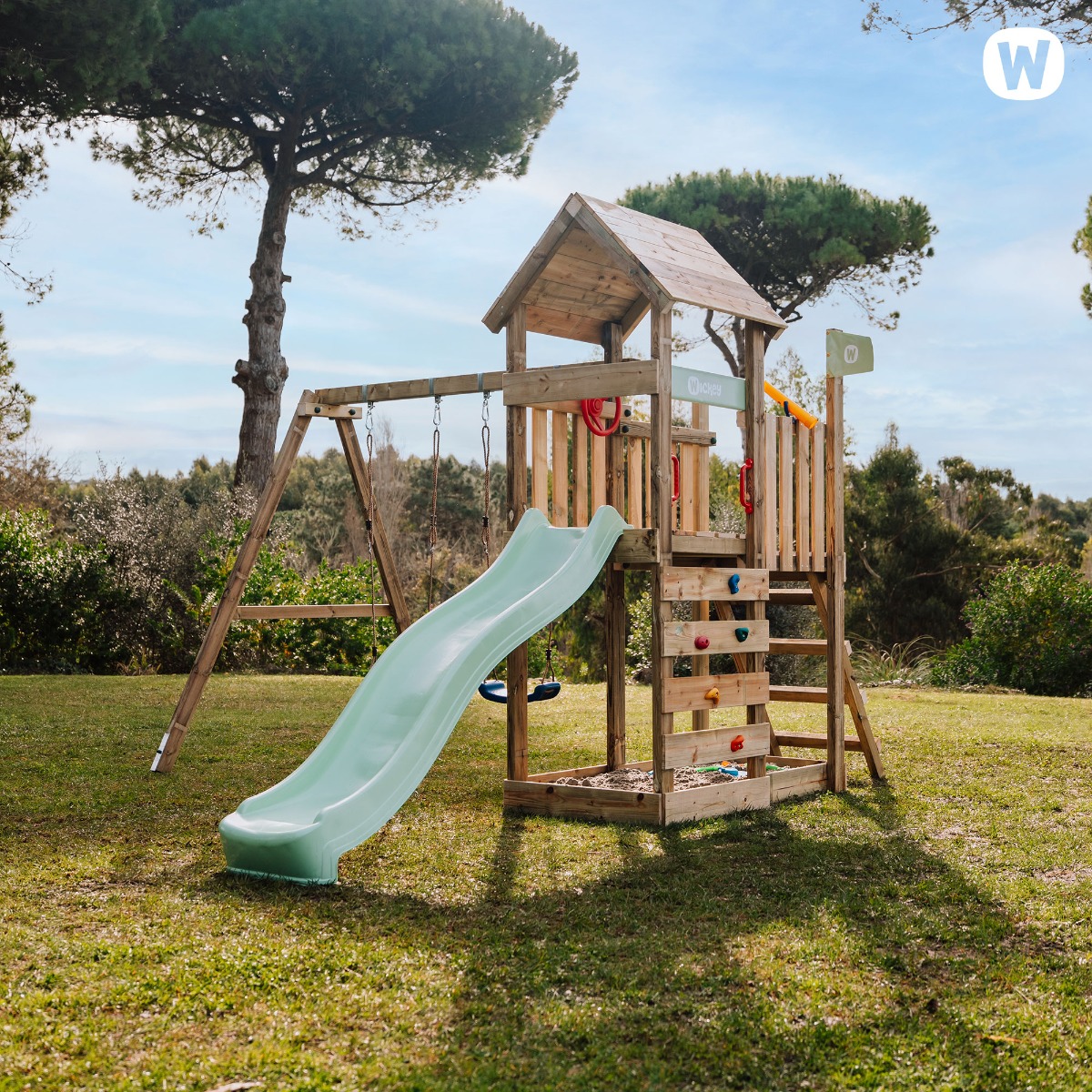 Gioco da giardino Wickey MultiFlyer tetto in legno naturale 834807_k