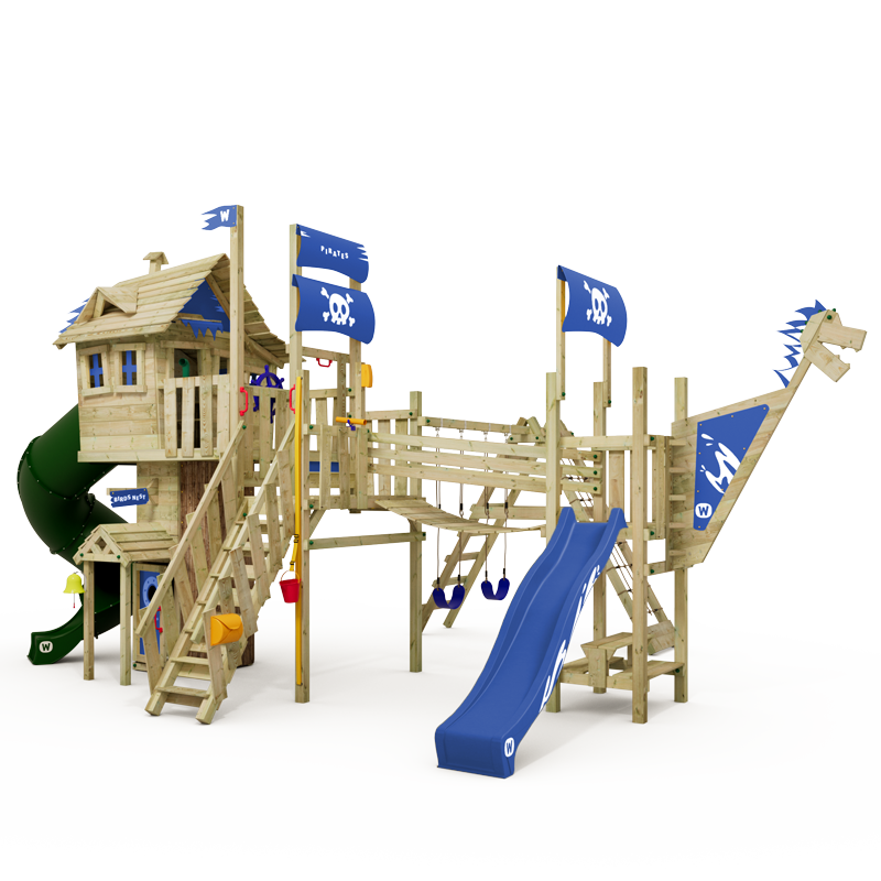 Parco giochi Wickey Prime Neverland Gold Edition, con scivolo a spirale